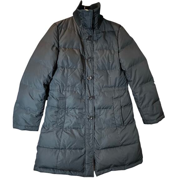 Ann Taylor Loft Down Filled Parka Long Coat Black Puffer Winter Jacket M Medium - Picture 1 of 10